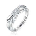 Engraved sterling silver twisted ring for eternal love