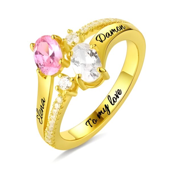 Handcrafted double oval birthstone ring for meaningful connections
