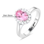 Embrace Timeless Love – Oval Birthstone Halo Ring – A Heartfelt Treasure for Her Special Moments - Image 2