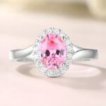 Embrace Timeless Love – Oval Birthstone Halo Ring – A Heartfelt Treasure for Her Special Moments - Image 3