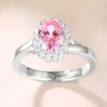 Embrace Timeless Love – Oval Birthstone Halo Ring – A Heartfelt Treasure for Her Special Moments - Image 4