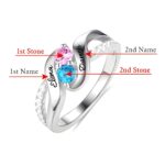 Embrace Your Story – Double Birthstones Promise Ring in Sterling Silver – A Symbol of Love and Connection - Image 2