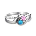 Embrace Your Story – Double Birthstones Promise Ring in Sterling Silver – A Symbol of Love and Connection - Image 3