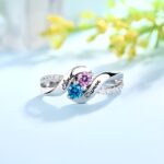 Embrace Your Story – Double Birthstones Promise Ring in Sterling Silver – A Symbol of Love and Connection - Image 5