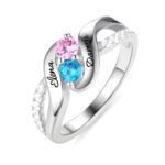 Double birthstones promise ring symbolizing love