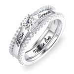 Engraved sterling silver promise ring set symbolizing devotion