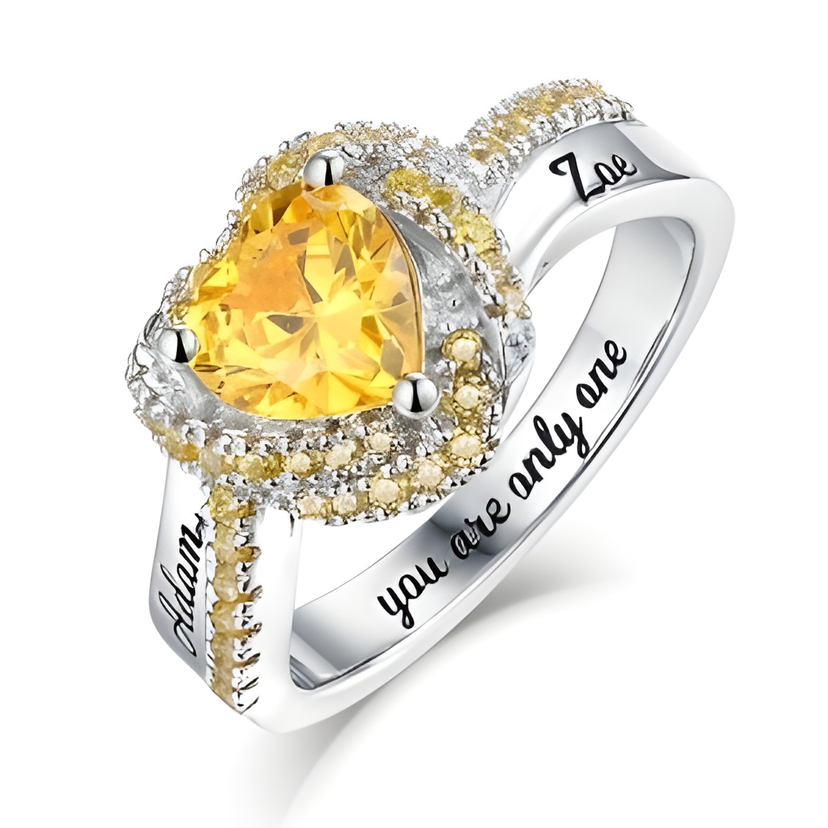 Heart-shaped birthstone ring gift for her