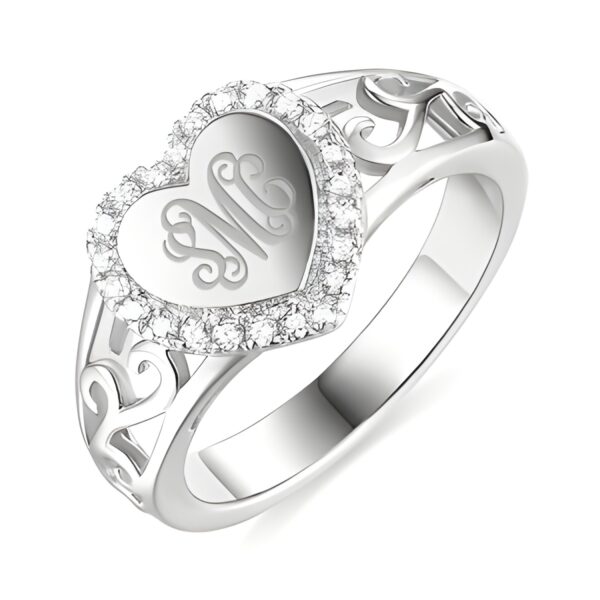 Monogram heart ring gift for loved ones