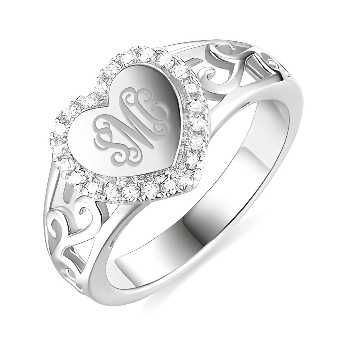 Monogram heart ring gift for loved ones