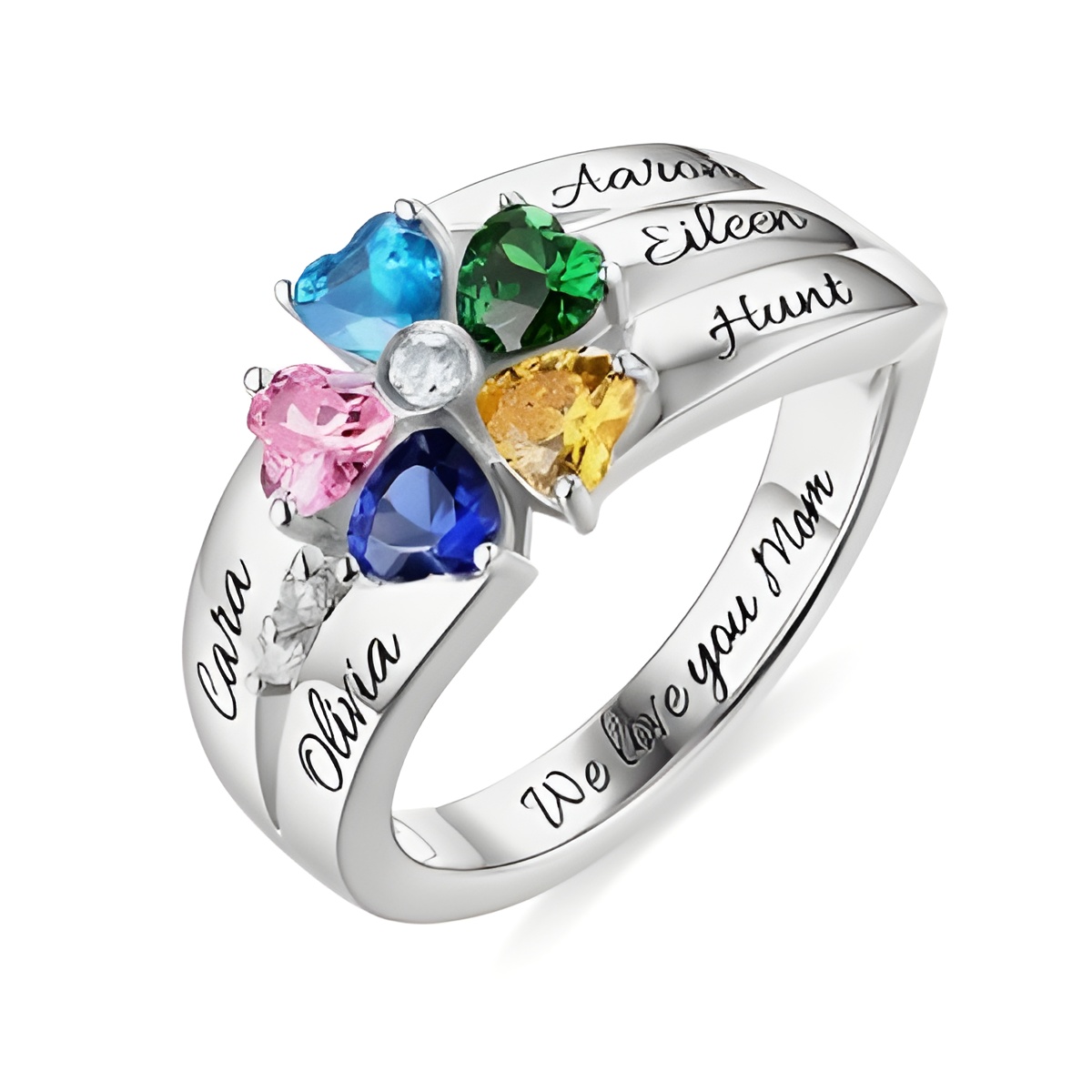 CG222_featured Five birthstone heart ring for mom
