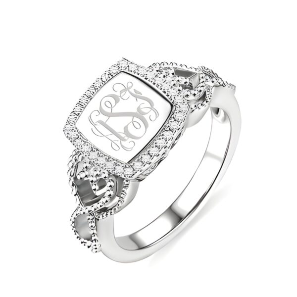 Engraved monogram ring for her cherished moments