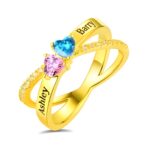 Custom birthstone crisscross ring symbolizing love