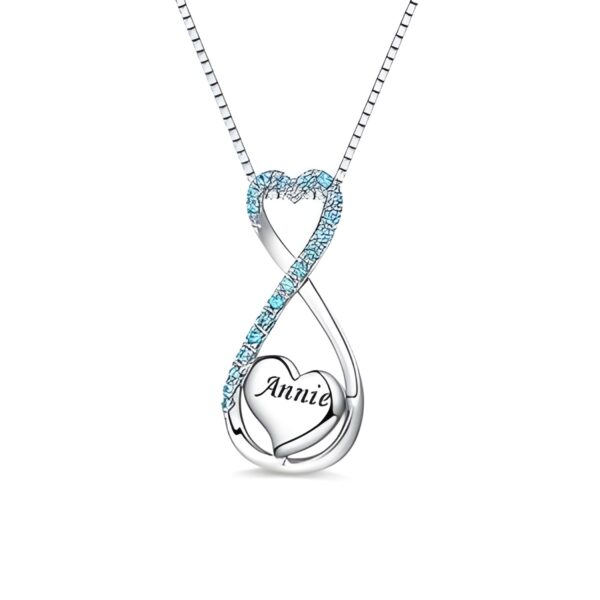 Engraved infinity heart necklace symbolizing endless love