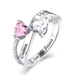Engraved double heart ring for her most cherished moments