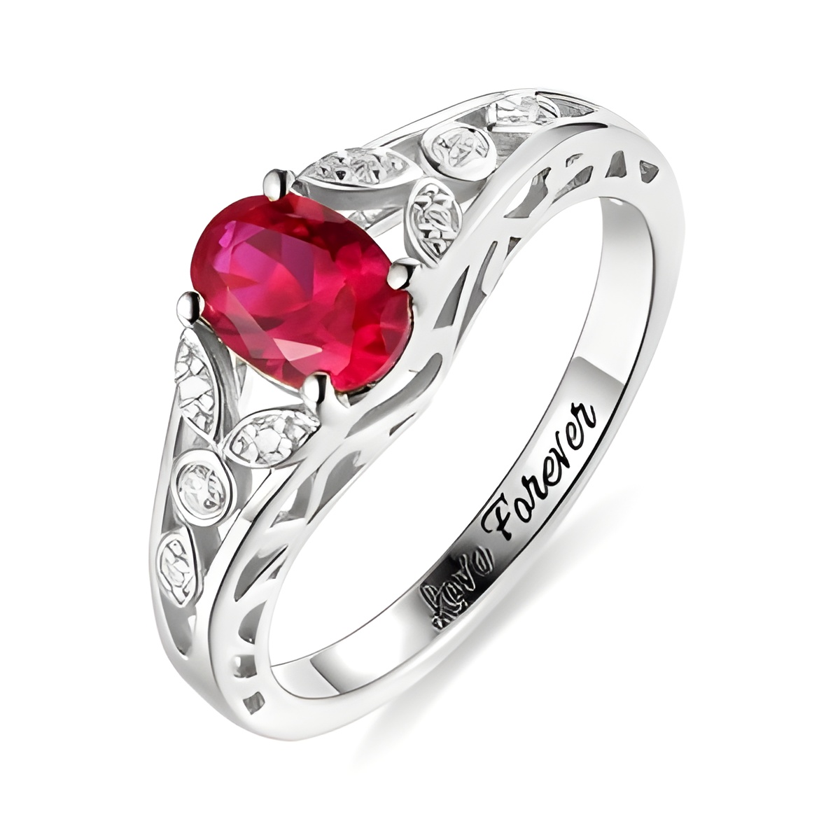 Oval birthstone vine ring symbolizing nature's grace
