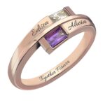 Celebrate Your Unique Bond – Two Birthstones Promise Ring – A Cherished Gift for Her - Image 3