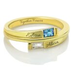 Celebrate Your Unique Bond – Two Birthstones Promise Ring – A Cherished Gift for Her - Image 5