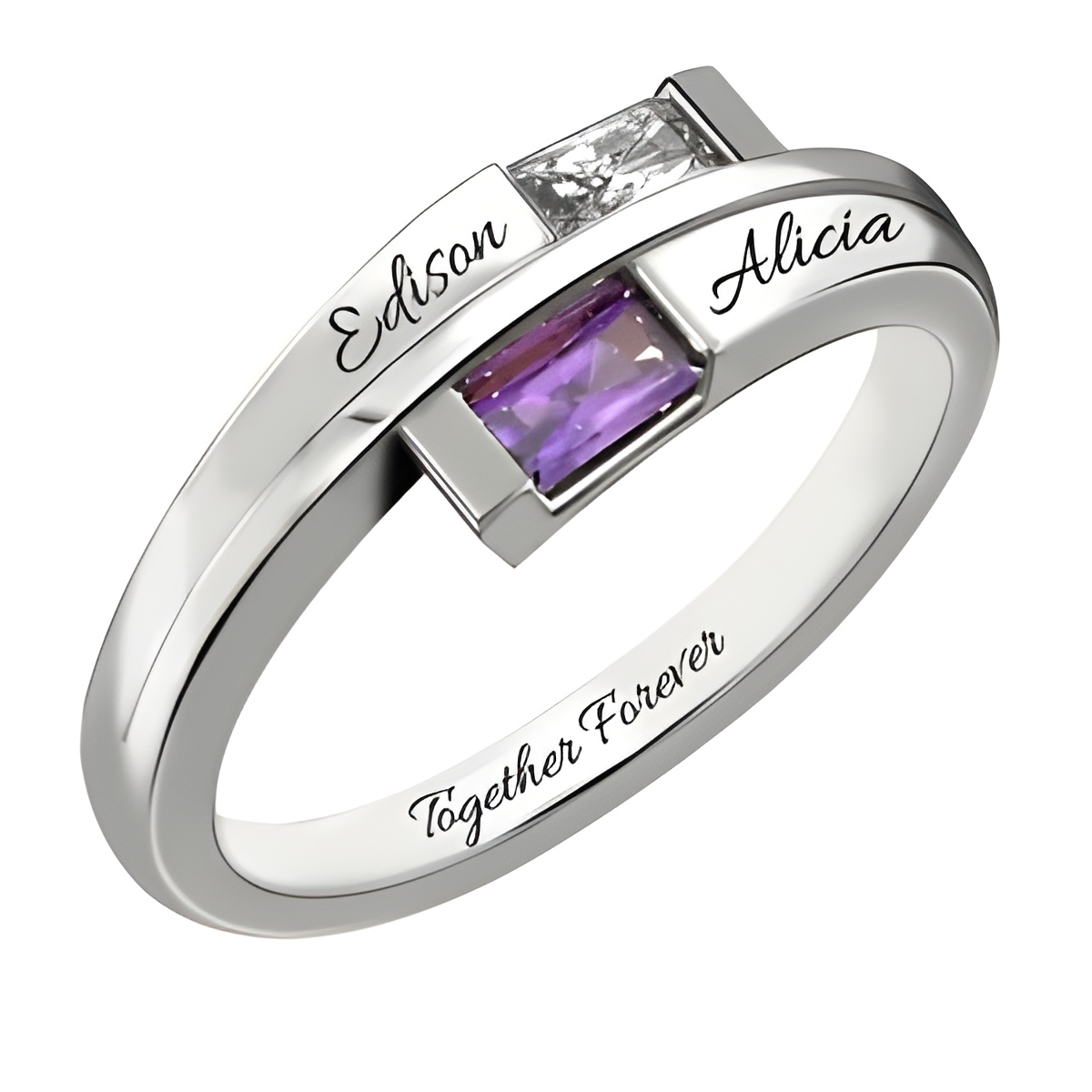 Two birthstones promise ring celebrating unique bond