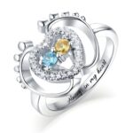 Heart and Footsteps Birthstone Ring for moms
