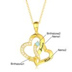 Embrace Your Bond – Double Heart Necklace with Names & Birthstones – A Cherished Keepsake for Loved Ones - Image 5