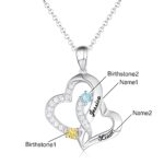 Embrace Your Love Story – Double Heart Necklace with Names & Birthstones – For Cherished Souls - Image 2