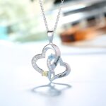 Embrace Your Love Story – Double Heart Necklace with Names & Birthstones – For Cherished Souls - Image 4
