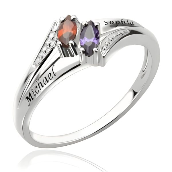 Double birthstone ring for loved ones