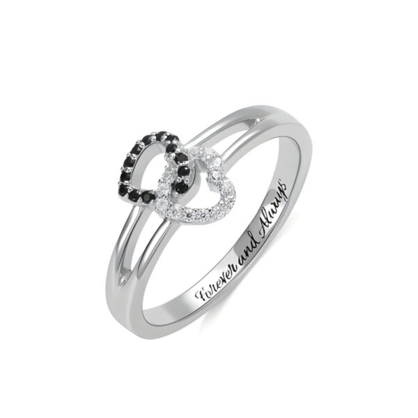 Engraved silver birthstone ring symbolizing love