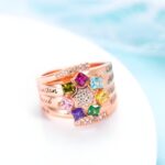 Embrace Your Loved Ones – Custom Square Birthstone Ring with Engraved Memories – A Cherished Keepsake for Mom or Grandma - Image 12