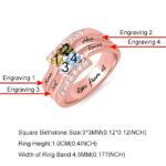 Embrace Your Loved Ones – Custom Square Birthstone Ring with Engraved Memories – A Cherished Keepsake for Mom or Grandma - Image 5