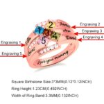Embrace Your Loved Ones – Custom Square Birthstone Ring with Engraved Memories – A Cherished Keepsake for Mom or Grandma - Image 6