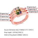 Embrace Your Loved Ones – Custom Square Birthstone Ring with Engraved Memories – A Cherished Keepsake for Mom or Grandma - Image 7