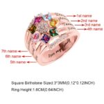 Embrace Your Loved Ones – Custom Square Birthstone Ring with Engraved Memories – A Cherished Keepsake for Mom or Grandma - Image 8