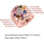 Embrace Your Loved Ones – Custom Square Birthstone Ring with Engraved Memories – A Cherished Keepsake for Mom or Grandma - Image 9