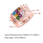 Embrace Your Loved Ones – Custom Square Birthstone Ring with Engraved Memories – A Cherished Keepsake for Mom or Grandma - Image 10