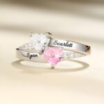 Embrace Eternal Love – Double Heart Birthstone Ring with Romantic Rose Box – For Cherished Moments Together - Image 4