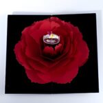 double heart birthstone ring in romantic rose box