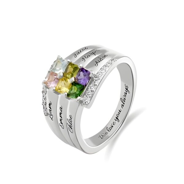 Custom birthstone stacking ring in sterling silver