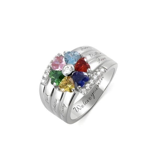 six heart birthstone ring for mothers