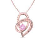 Heart-shaped birthstone necklace symbolizing love