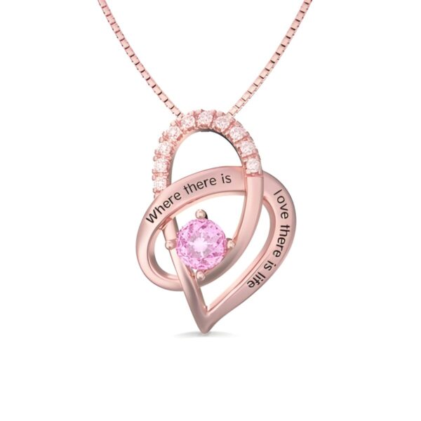 Heart-shaped birthstone necklace symbolizing love