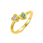 Embrace Eternal Connection – Double Heart Birthstone Ring – For Her True Love Moments - Image 2