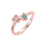 Embrace Eternal Connection – Double Heart Birthstone Ring – For Her True Love Moments - Image 3