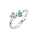 Double Heart Birthstone Ring for Her