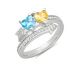 Birthstone heart ring for couples symbolizing love