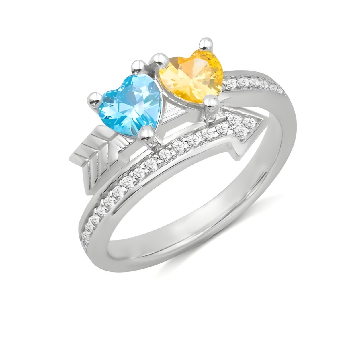 Birthstone heart ring for couples symbolizing love