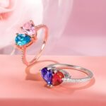 Embrace Everlasting Love – Two Birthstone Heart Ring – For Your Beloved This Valentine's Day - Image 4