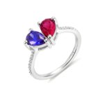 two birthstone heart ring for everlasting love