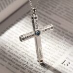 Embrace Faith and Family – Heart Birthstone Cross Necklace – A Cherished Keepsake for Loved Ones - Image 6