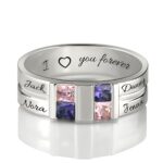 Celebrate Eternal Bonds – Four Birthstones Sterling Silver Promise Ring – For Cherished Loved Ones - Image 2